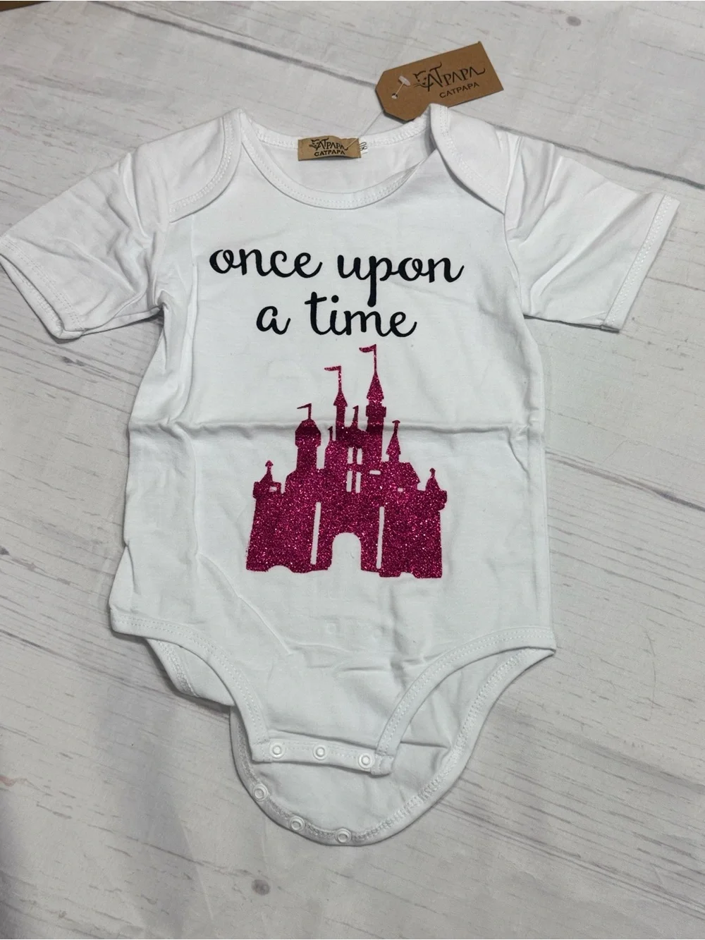 Once Upon A Time Castle Glitter Baby Set - White & Fuchsia